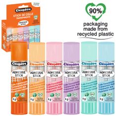 CLÉOPÂTRE – Boîte de 6 bâtons Pastel de colle transparente “Cléostick” – 8 g