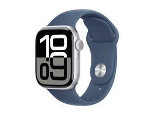 Apple Watch Series 10 (GPS) - Montre connectée 42 mm - aluminium argenté - taille du bracelet : S/M - 64 Go - Wi-Fi 4, UWB, Bluetooth - denim