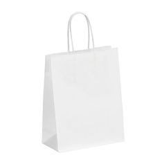 50 Sacs cadeau kraft - poignées torsadées - 18 cm x 8 cm x 24 cm - blanc