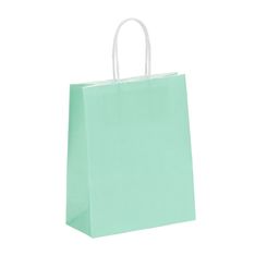 50 Sacs cadeau kraft - poignées torsadées - 18 cm x 8 cm x 24 cm - vert pastel