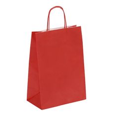 50 Sacs cadeau kraft - poignées torsadées - 22 cm x 10 cm x 31 cm - rouge