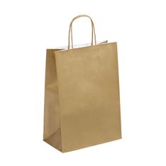 50 Sacs cadeau kraft - poignées torsadées - 22 cm x 10 cm x 31 cm - or