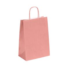 50 Sacs cadeau kraft - poignées torsadées - 22 cm x 10 cm x 31 cm - rose poudré