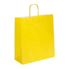 50 Sacs cadeau kraft - poignées torsadées - 35 cm x 13 cm x 40 cm - jaune citron
