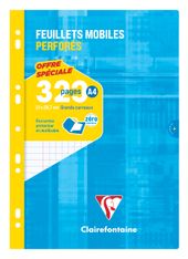 Clairefontaine - Feuillet mobiles A4 - 320 pages - perforés - grands carreaux (Seyes) - 90g