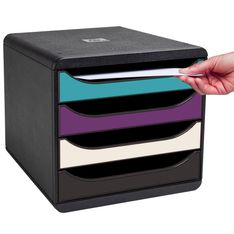 Exacompta - Module de classement Big Box 4 tiroirs titane - 347x278x267 mm