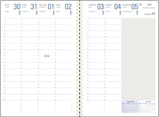 Recharge agenda spiralé - 1 semaine sur 2 pages - 16 x 23,5 cm - grille contemporaine - Oberthur