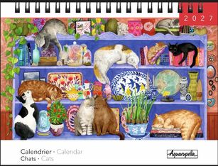Calendrier chevalets mensuel 18X13,5cm CHAT - 12 mois Aquarupella  