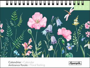 Calendrier chevalets mensuel 18X13,5cm FLORAL - 12 mois Aquarupella  