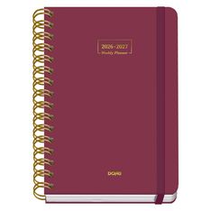 Agenda escolar Wire-O día página burdeos 150 x 210 mm