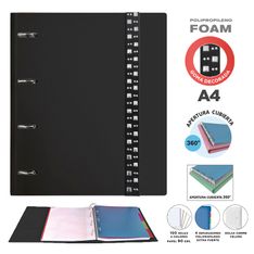 Carpeta Ringbook A4 Foam Pastel Negro 