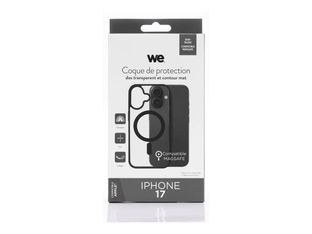 WE - Coque de protection pour Apple iPhone 17 - compatibilité avec MagSafe - transparent (arrière), contour noir
