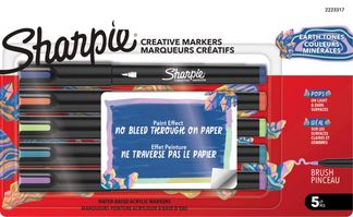 Sharpie – 5 Marqueurs Créatifs Pointe Pinceau – Couleurs Minérales Assorties