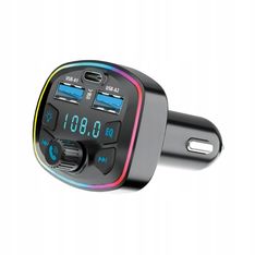Forever – Chargeur voiture Bluetooth avec transmetteur FM – Kit mains libres micro intégré – 2 USB‑A + 1 USB‑C – Lecteur micro‑SD – Noir