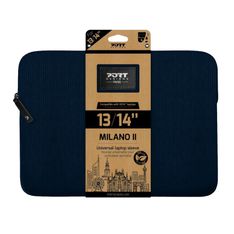 Port Designs Milano II - Housse d'ordinateur portable 13"–14" - Velours côtelé - Bleu marine