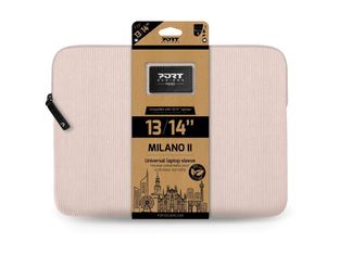 PORT Designs Milano II Eco - Housse d'ordinateur portable 13-14 pouces - Tissu velours côtelé - Rose Blush