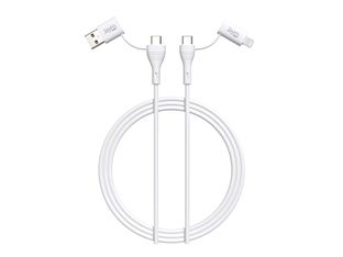 JAYM POP Collection - Câble de chargement / de données - 4 en 1 - USB-C, USB mâle pour USB-C, Lightning mâle - 1 m - 60W - blanc