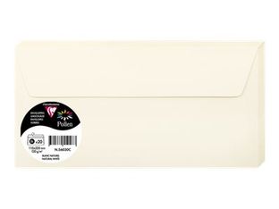 Clairefontaine Pollen - Enveloppe - International DL (110 x 220 mm) - portefeuille - côté ouvert - autocollant - imprimable - blanc naturel - pack de 20