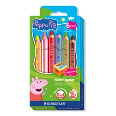 STAEDTLER - Noris® junior – Pack de 6 crayons de couleur 3-en-1 Peppa Pig