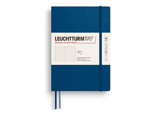 Leuchtturm1917 - Cahier de notes - reliure cousue - moyen - A5 (145 x 210 mm) - 123 pages - papier chamois - pointillé - revêtement indigo