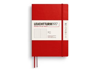 Leuchtturm1917 - Cahier de notes - reliure cousue - moyen - A5 (145 x 210 mm) - 123 pages - papier chamois - pointillé - couverture cerise