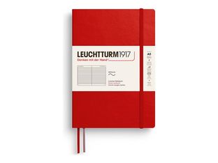 Leuchtturm1917 - Cahier de notes - reliure cousue - moyen - A5 (145 x 210 mm) - 123 pages - papier chamois - doublé - couverture cerise