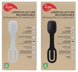 Mini lampe SMILE "Flex" - Lampe de lecture rechargeable - blanc ou noir