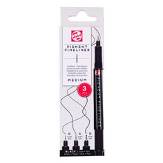 Set Talens Pigment Fineliner Medium con 3 rotuladores calibrados negros
