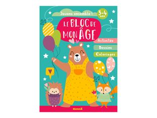 Jouons ensemble! (Ourson avec ballons) - Activités, Dessins, Coloriages - Le bloc de mon âge - 3/4 ans
