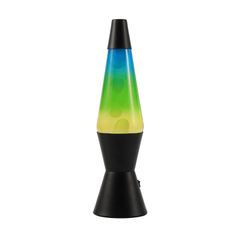 Lampe Lave LED - Base Noire - Effets Jaune et Bleu - 10,5 x 32,7 cm