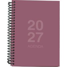 Agenda anual Mimbek 2027 A6 día por página tapa de polipropileno Burgundi