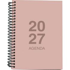 Agenda anual Mimbek 2027 A6 día por página tapa de polipropileno Rosa
