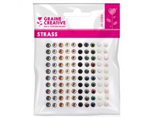 Graine Créative - Strass adhésifs - 5 mm noir et perle - 1 planche de 100 strass