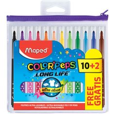 Maped Color'Peps Long Life - Set de 12 feutres de coloriage avec trousse