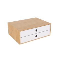 Module de Classement 2 Tiroirs PP Blanc Bambou - 33,7 x 2,4 x 12 cm