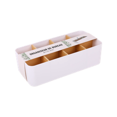 Organiseur de Bureau PP Blanc Bambou - 26,7 x 13,1 x 8 cm