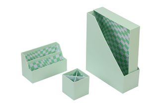 Set de 4 Organiseurs Vert PP - Pot à Stylos - Porte-Magazines - Porte-Lettres
