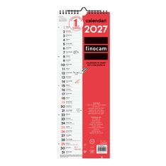 Finocam Calendario Neutro De Pared Para Escribir 2027 – 155 x 430 mm