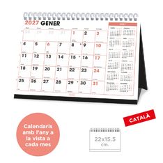 Calendario anual Senfort 2027 de sobremesa Office – 22 x 15,5 cm – en catalán
