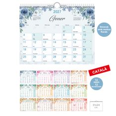 Calendario anual Senfort 2027 de pared Vintage – 31 x 24 cm – en catalán