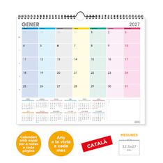 Calendario anual Senfort 2027 de pared Multicolor – 32,5 x 27 cm – en catalán