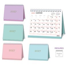 Calendario anual Senfort 2027 de sobremesa Pastel – 17 x 13,5 cm – en catalán