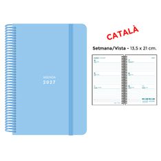 Agenda anual Senfort 2027 semana vista con espiral y tapa de polipropileno azul – 13,5 x 21 cm – en catalán