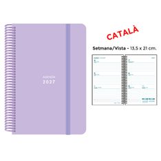 Agenda anual Senfort 2027 semana vista con espiral y tapa de polipropileno lila – 13,5 x 21 cm – en catalán