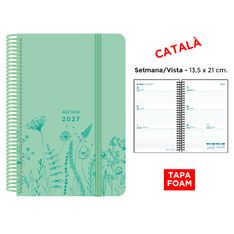 Agenda anual Senfort 2027 semana vista con espiral y tapa foam Spring verde – 13,5 x 21 cm – en catalán