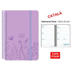 Agenda anual Senfort 2027 semana vista con espiral y tapa foam Spring lila – 13,5 x 21 cm – en catalán