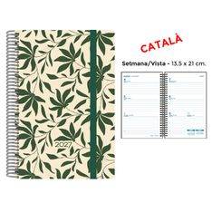 Agenda anual Senfort 2027 semana vista con espiral y tapa de polipropileno Hojas verde – 13,5 x 21 cm – en catalán