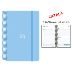 Agenda anual Senfort 2027 día por página con espiral y tapa de polipropileno azul – 13,5 x 21 cm – en catalán