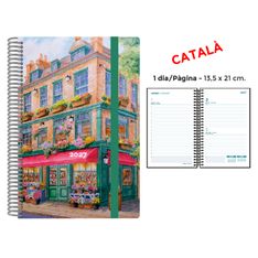 Agenda anual Senfort 2027 día por página con espiral y tapa de polipropileno Floristería – 13,5 x 21 cm – en catalán
