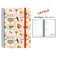 Agenda anual Senfort 2027 día por página con espiral y tapa de polipropileno Tropical – 13,5 x 21 cm – en catalán